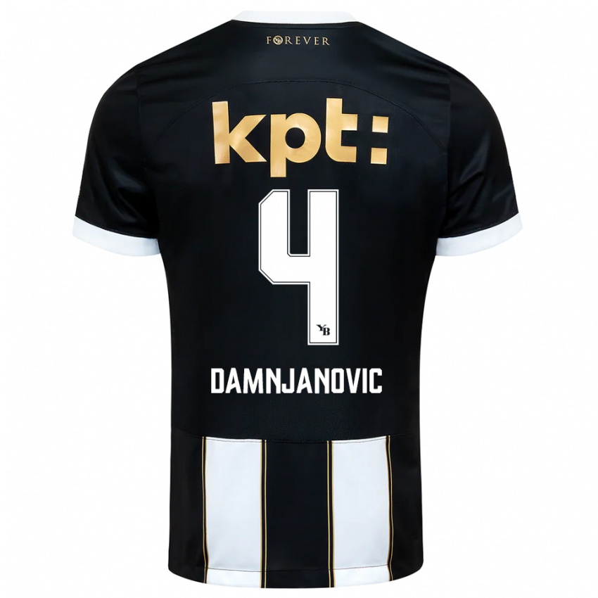 גברים Lazar Damnjanovic #4 שחור לבן הרחק ג'רזי 2025/26 חולצה קצרה