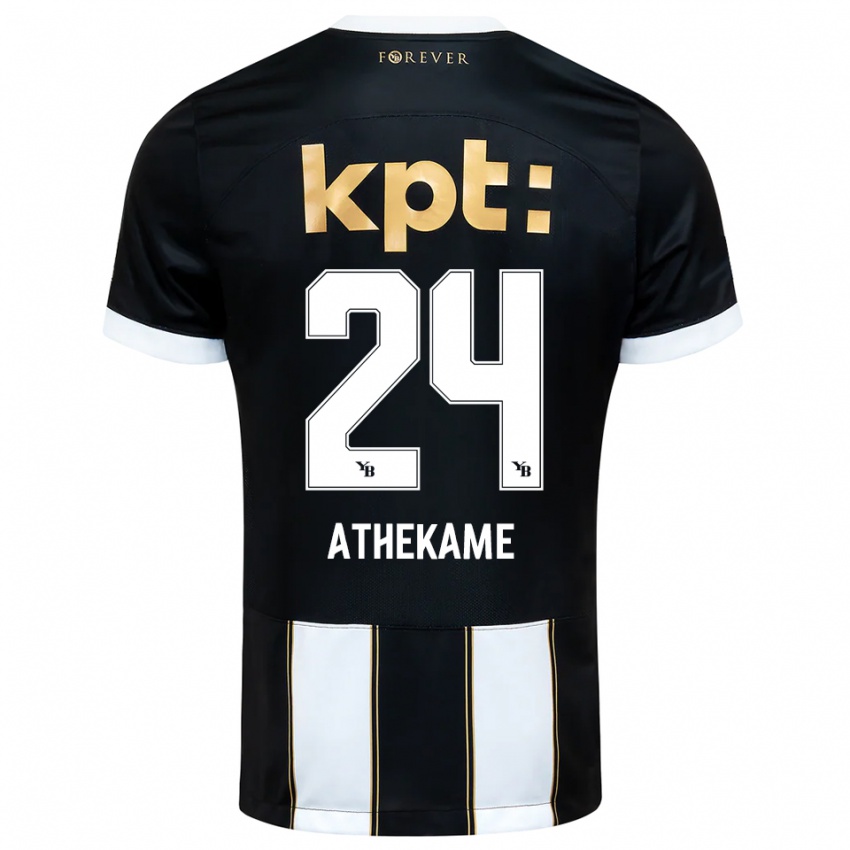 גברים Zachary Athekame #24 שחור לבן הרחק ג'רזי 2025/26 חולצה קצרה