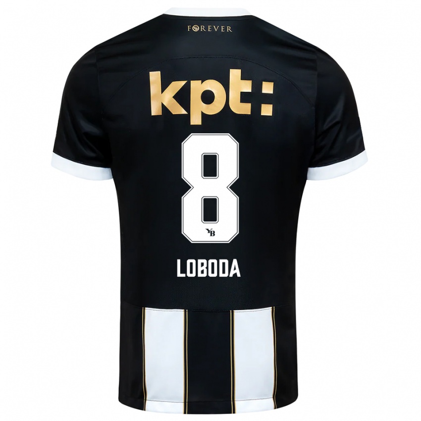 גברים Vincent Loboda #8 שחור לבן הרחק ג'רזי 2025/26 חולצה קצרה