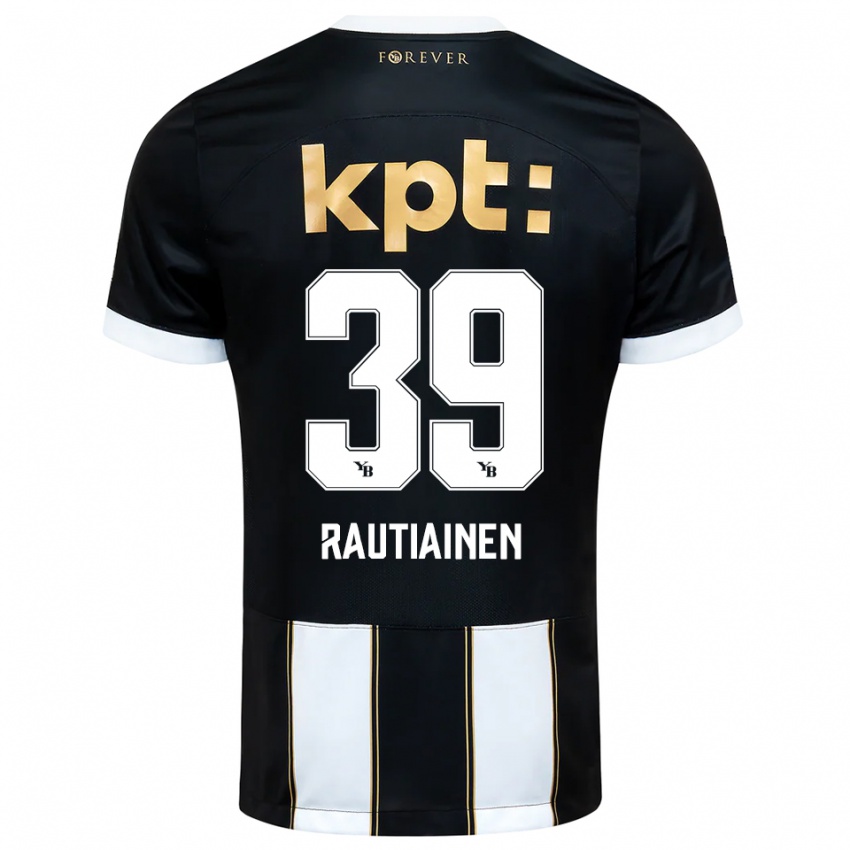 גברים Iina Rautiainen #39 שחור לבן הרחק ג'רזי 2025/26 חולצה קצרה