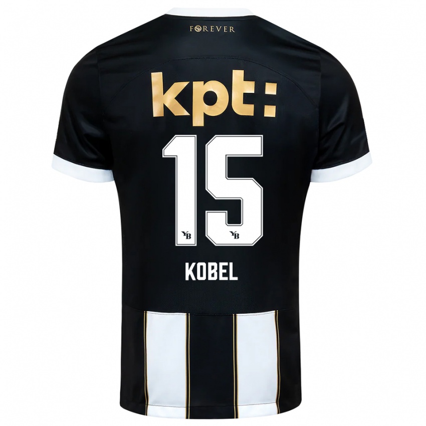 גברים Jori Kobel #15 שחור לבן הרחק ג'רזי 2025/26 חולצה קצרה