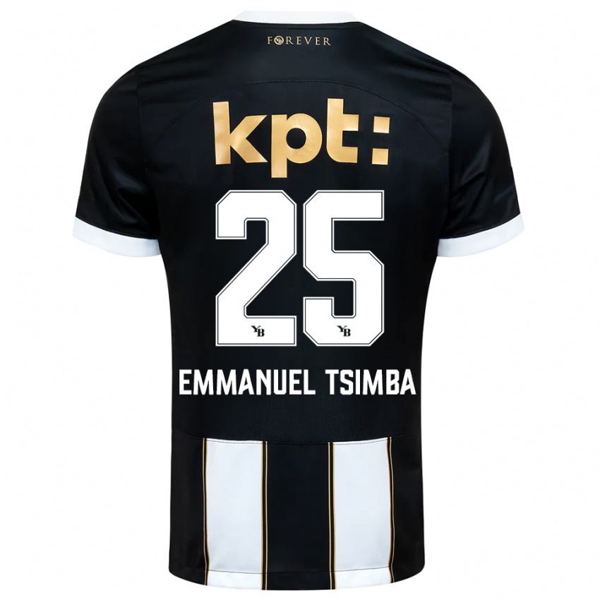 גברים Felix Emmanuel Tsimba #25 שחור לבן הרחק ג'רזי 2025/26 חולצה קצרה