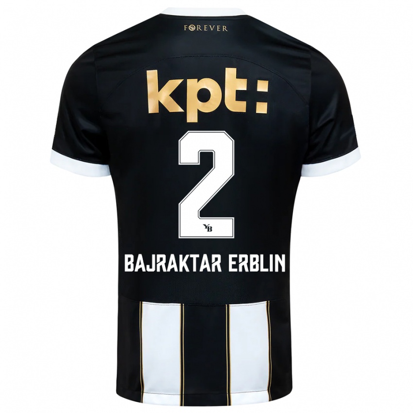 גברים Erblin Bajraktar #2 שחור לבן הרחק ג'רזי 2025/26 חולצה קצרה