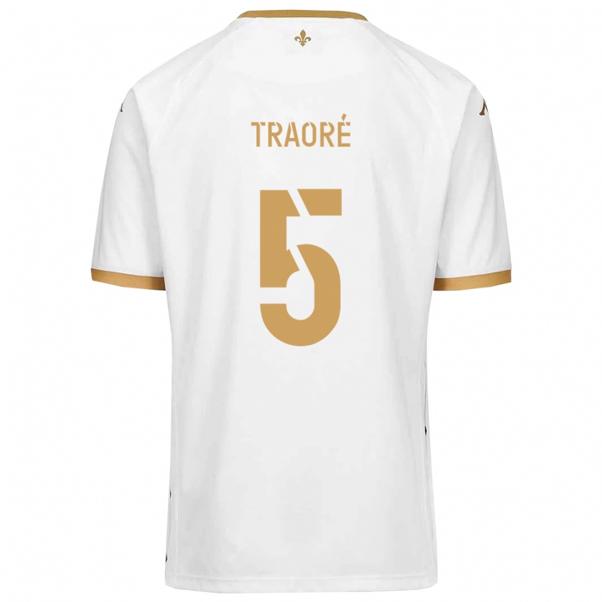 גברים Franck Traoré #5 לבן זהב הרחק ג'רזי 2025/26 חולצה קצרה