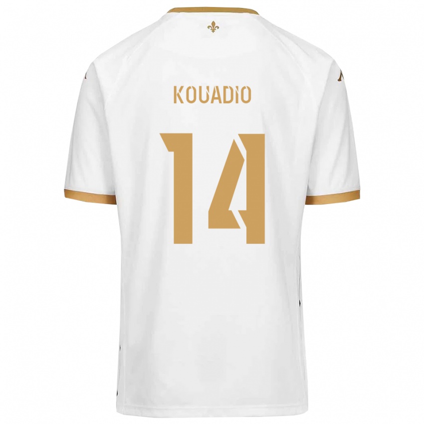 גברים Loïc Kouadio #14 לבן זהב הרחק ג'רזי 2025/26 חולצה קצרה