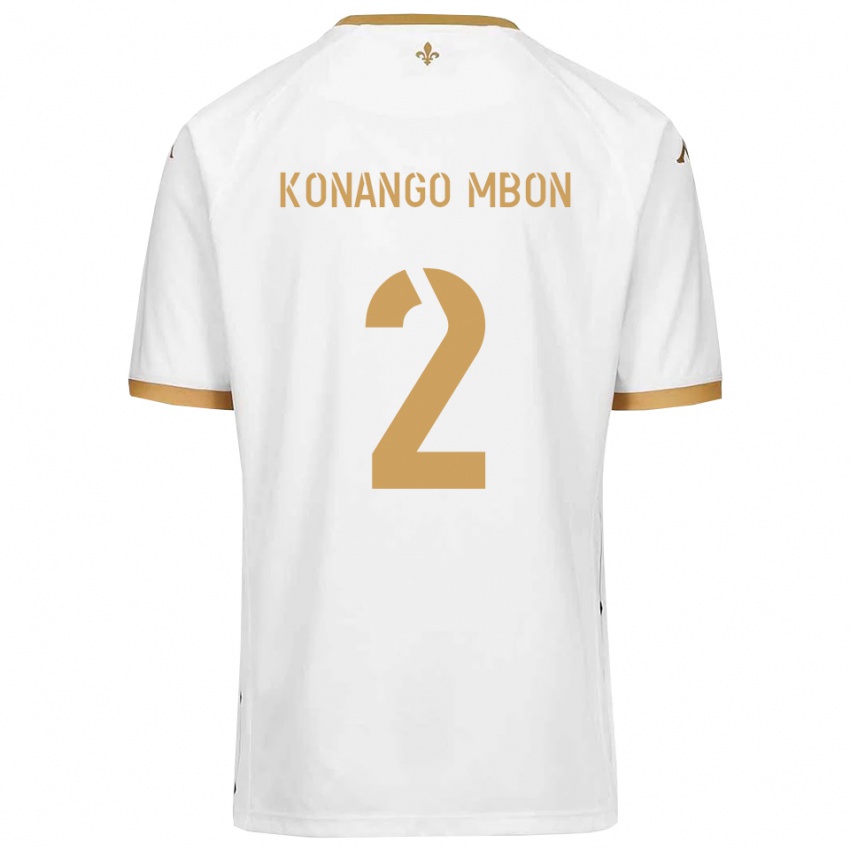 גברים Jordan Konango Mbon #2 לבן זהב הרחק ג'רזי 2025/26 חולצה קצרה