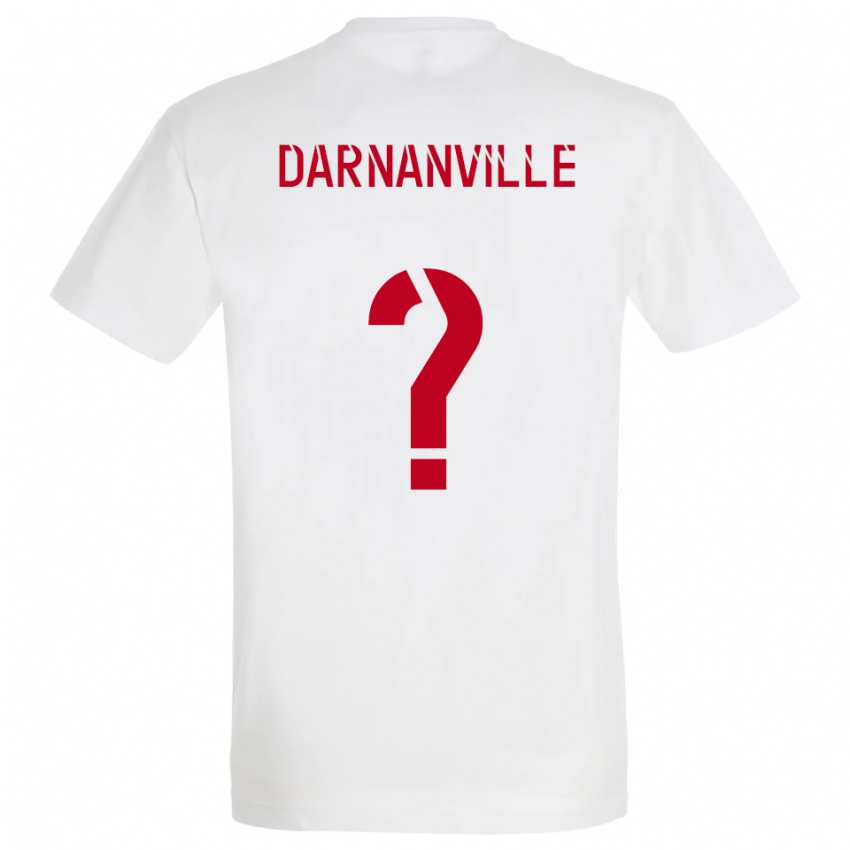 גברים Clément Darnanville #0 לבן אדום צהוב הרחק ג'רזי 2025/26 חולצה קצרה