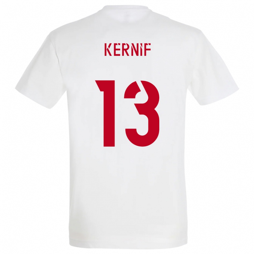 גברים Nourdine Kernif #13 לבן אדום צהוב הרחק ג'רזי 2025/26 חולצה קצרה