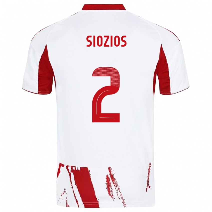 גברים גאורגיוס סיאוזיוס #2 לבן אדום הרחק ג'רזי 2025/26 חולצה קצרה