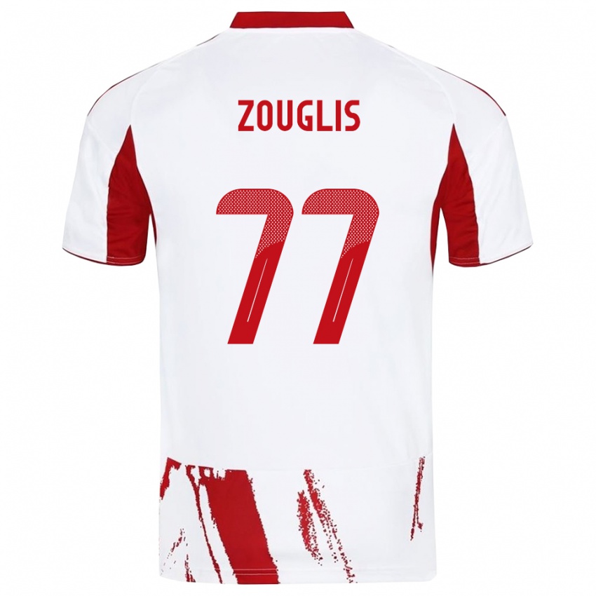 גברים Nikolaos Zouglis #77 לבן אדום הרחק ג'רזי 2025/26 חולצה קצרה