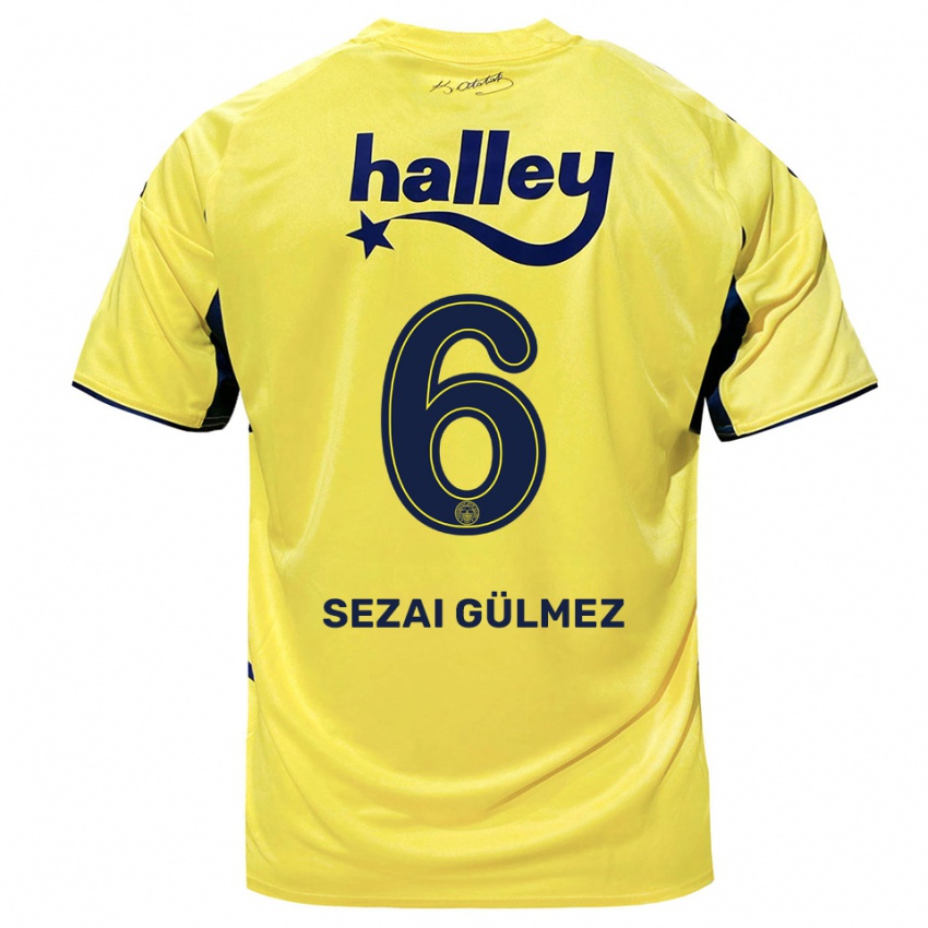גברים מוסטפה סזאי גולמז #6 צהוב כחול נייבי הרחק ג'רזי 2025/26 חולצה קצרה