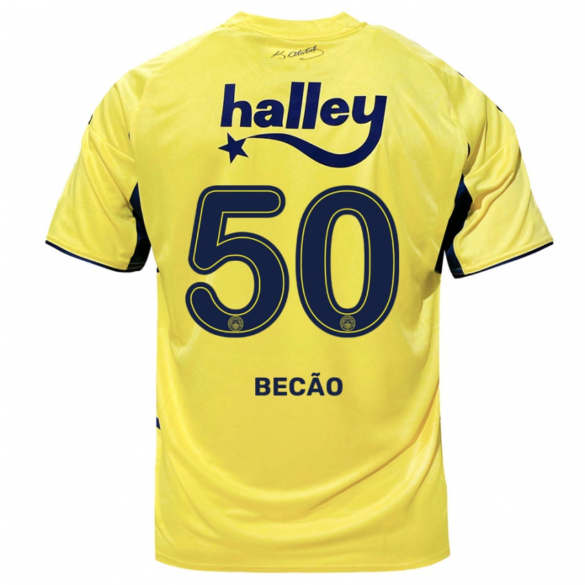 גברים רודריגו בקאו #50 צהוב כחול נייבי הרחק ג'רזי 2025/26 חולצה קצרה