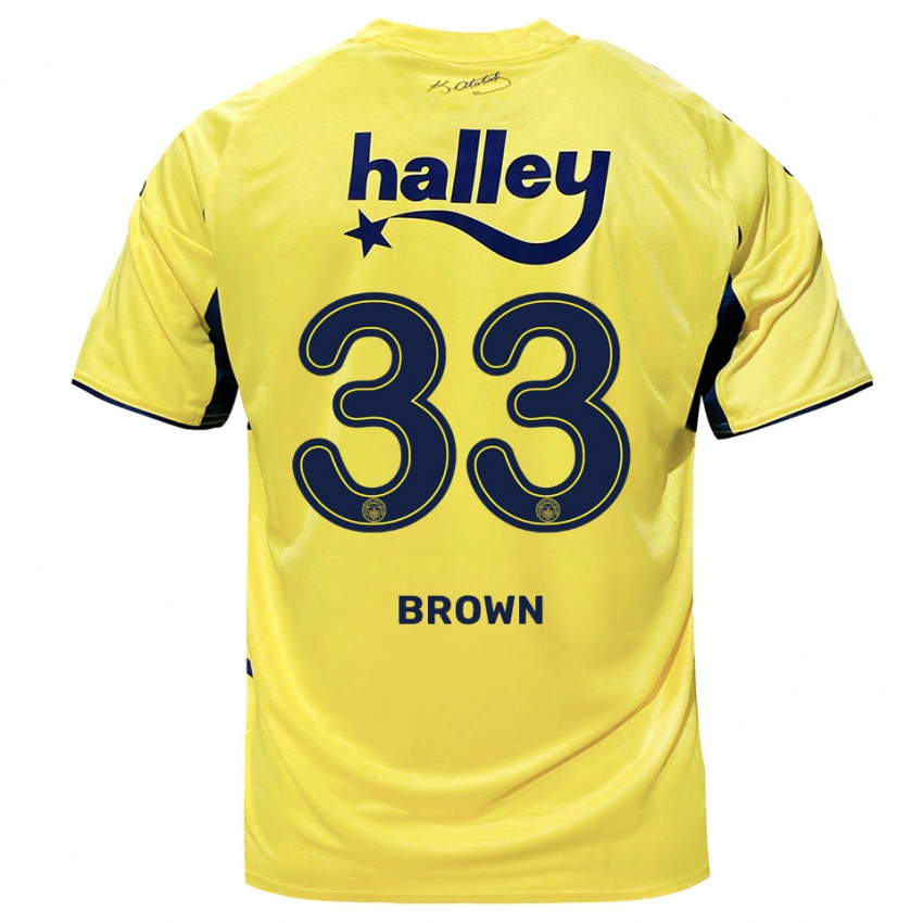 גברים ארצ'י בראון #33 צהוב כחול נייבי הרחק ג'רזי 2025/26 חולצה קצרה