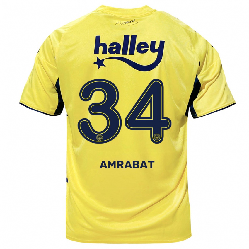 גברים סופיאן אמרבאט #34 צהוב כחול נייבי הרחק ג'רזי 2025/26 חולצה קצרה