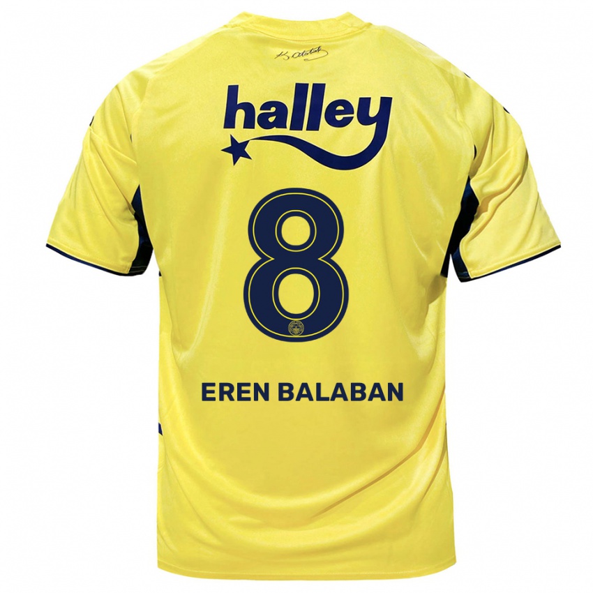 גברים עזיז ארן בלבן #8 צהוב כחול נייבי הרחק ג'רזי 2025/26 חולצה קצרה