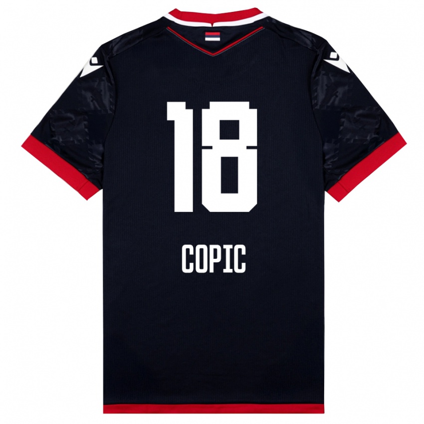 גברים Milan Copic #18 שחור אדום הרחק ג'רזי 2025/26 חולצה קצרה