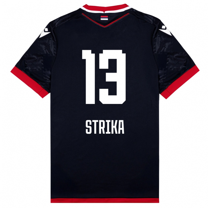 גברים Matej Strika #13 שחור אדום הרחק ג'רזי 2025/26 חולצה קצרה