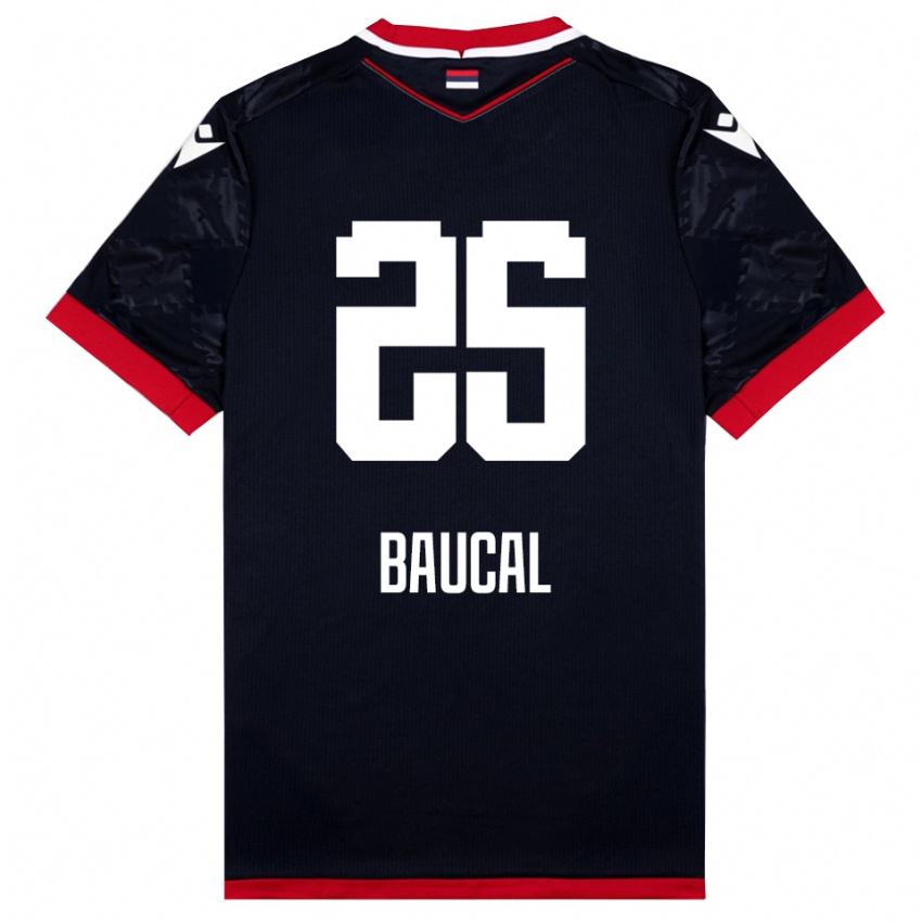 גברים Strahinja Baucal #25 שחור אדום הרחק ג'רזי 2025/26 חולצה קצרה