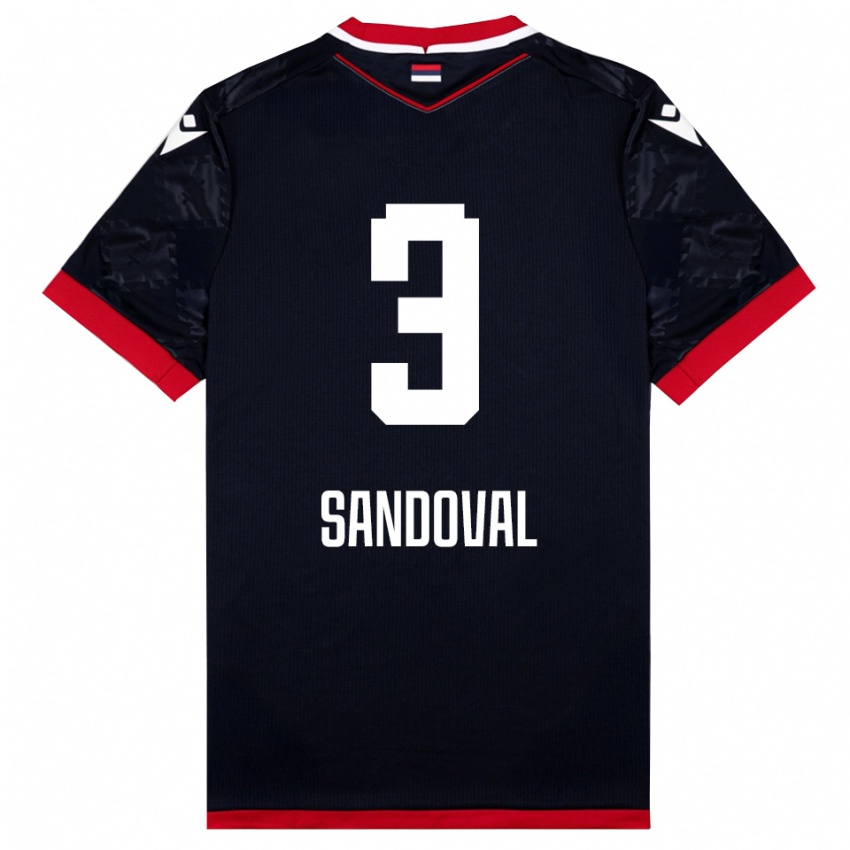 גברים Keimer Sandoval #3 שחור אדום הרחק ג'רזי 2025/26 חולצה קצרה