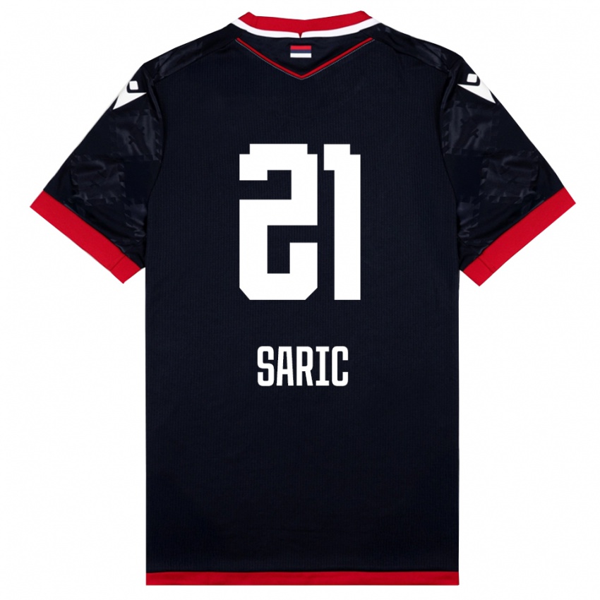 גברים Dimitrije Saric #21 שחור אדום הרחק ג'רזי 2025/26 חולצה קצרה