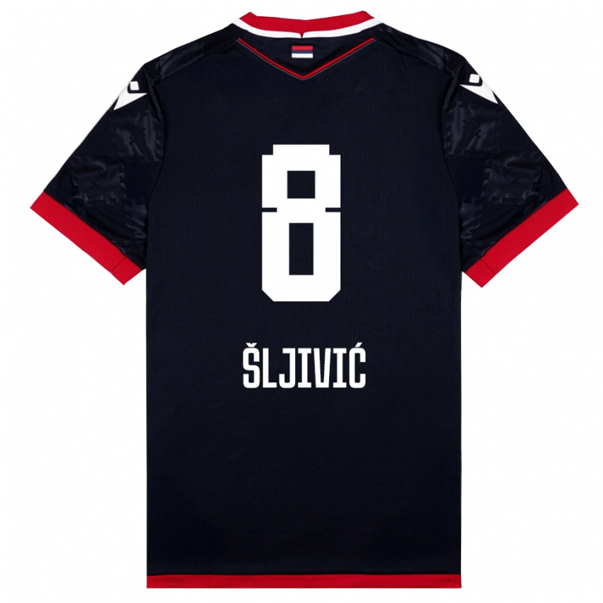 גברים יובאן אלייביץ' #8 שחור אדום הרחק ג'רזי 2025/26 חולצה קצרה