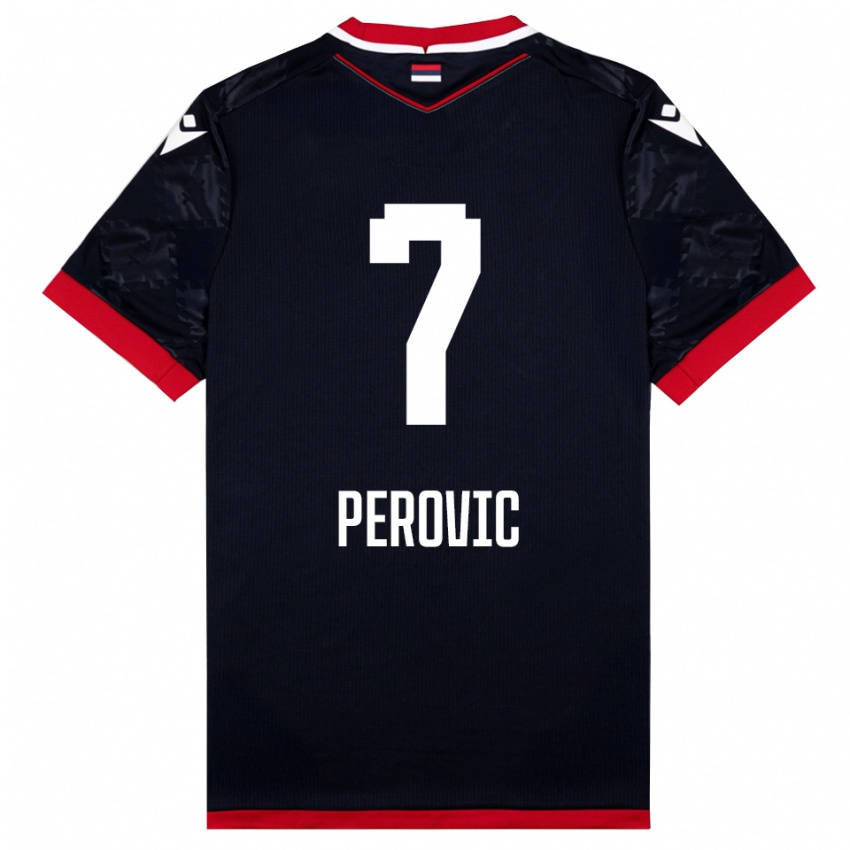 גברים Naum Perovic #7 שחור אדום הרחק ג'רזי 2025/26 חולצה קצרה
