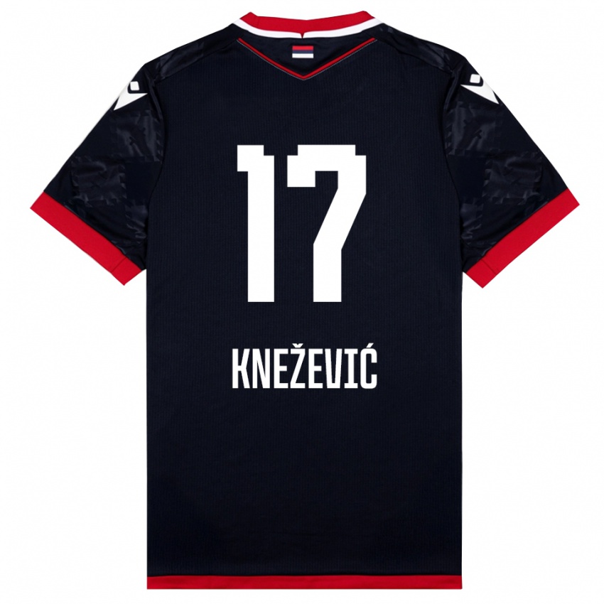 גברים Minja Knežević #17 שחור אדום הרחק ג'רזי 2025/26 חולצה קצרה