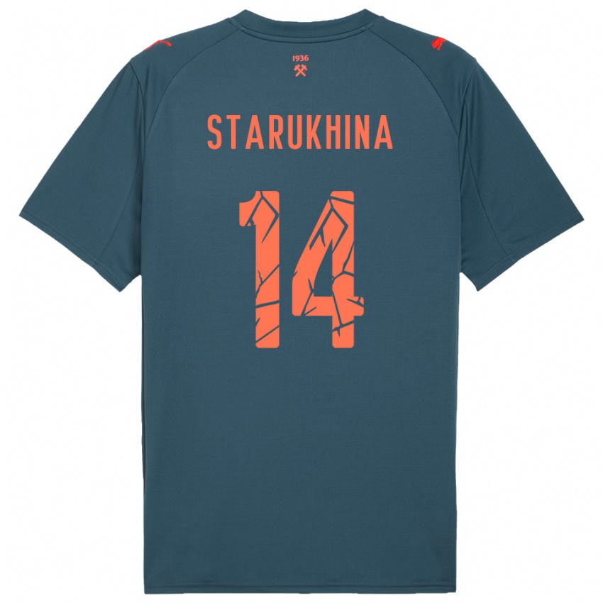 גברים Alina Starukhina #14 כחול נייבי אדום הרחק ג'רזי 2025/26 חולצה קצרה