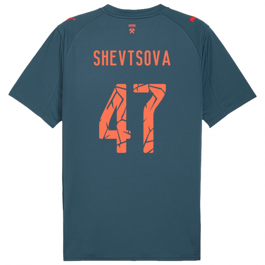 גברים Viktoriia Shevtsova #47 כחול נייבי אדום הרחק ג'רזי 2025/26 חולצה קצרה