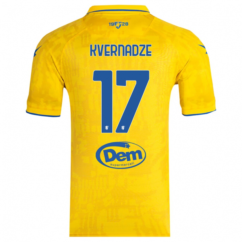 נשים גיורגי קברנדזה #17 צהוב כחול ג'רזי ביתית 2025/26 חולצה קצרה