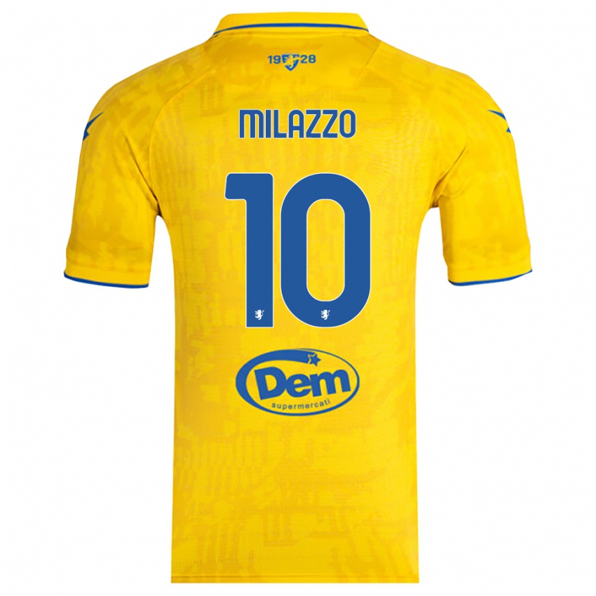 נשים Simone Milazzo #10 צהוב כחול ג'רזי ביתית 2025/26 חולצה קצרה