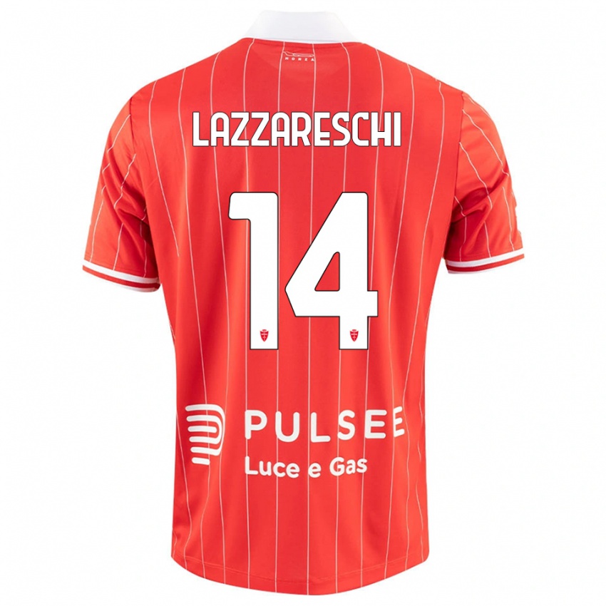 נשים Andrea Lazzareschi #14 אדום לבן ג'רזי ביתית 2025/26 חולצה קצרה