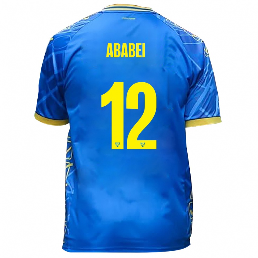 נשים Leonardo Ababei #12 כחול שמיים צהוב ג'רזי ביתית 2025/26 חולצה קצרה