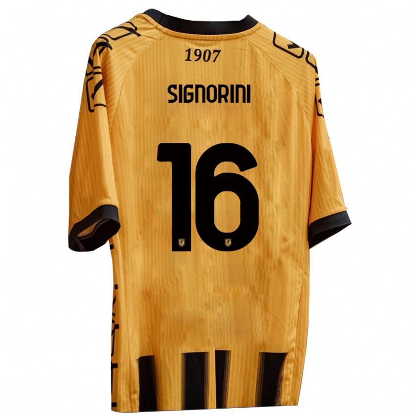 נשים אלסנדרו סיניוריני #16 צהוב שחור ג'רזי ביתית 2025/26 חולצה קצרה