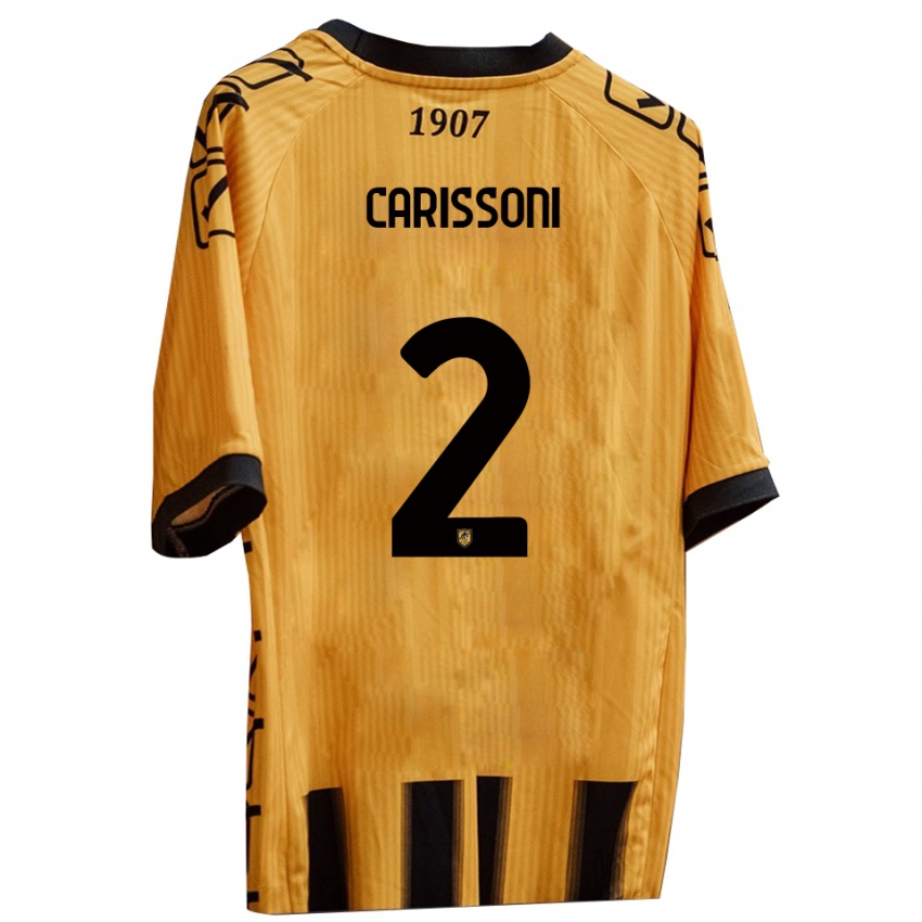 נשים Lorenzo Carissoni #2 צהוב שחור ג'רזי ביתית 2025/26 חולצה קצרה