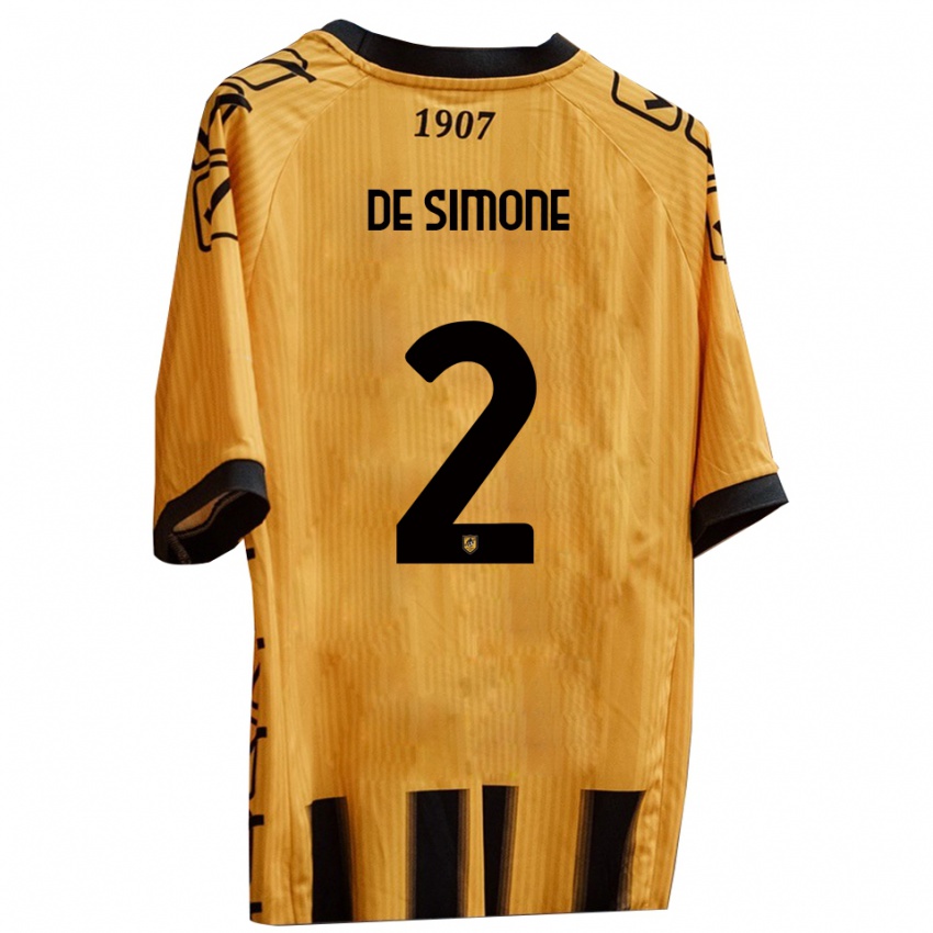 נשים Marco De Simone #2 צהוב שחור ג'רזי ביתית 2025/26 חולצה קצרה