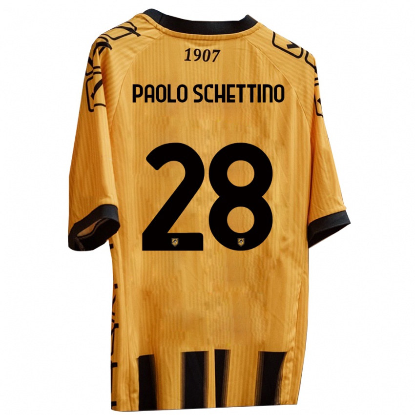 נשים Francesco Paolo Schettino #28 צהוב שחור ג'רזי ביתית 2025/26 חולצה קצרה