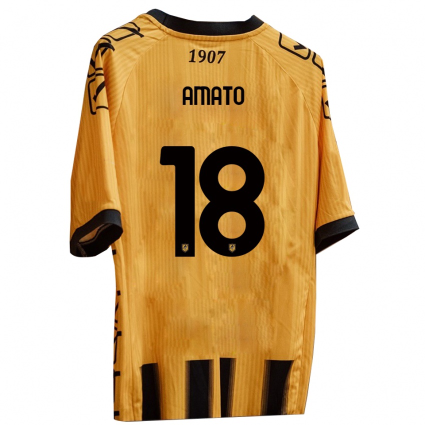 נשים Pasquale Amato #18 צהוב שחור ג'רזי ביתית 2025/26 חולצה קצרה