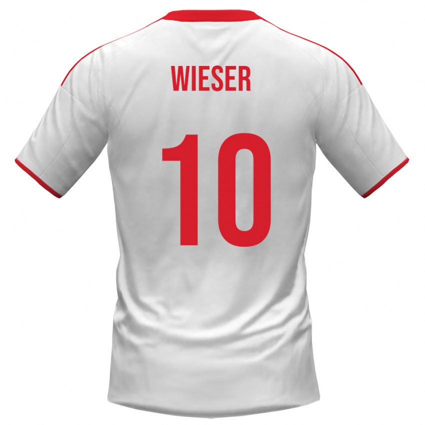 נשים David Wieser #10 לבן אדום ג'רזי ביתית 2025/26 חולצה קצרה