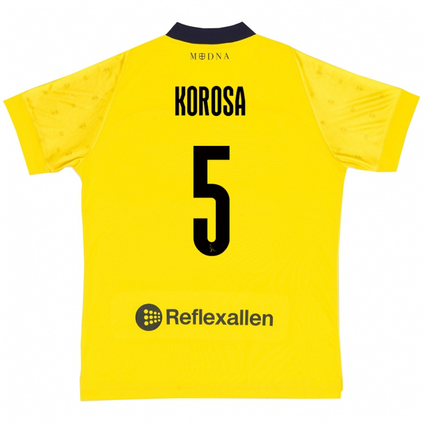 נשים Anej Koroša #5 צהוב כחול נייבי ג'רזי ביתית 2025/26 חולצה קצרה