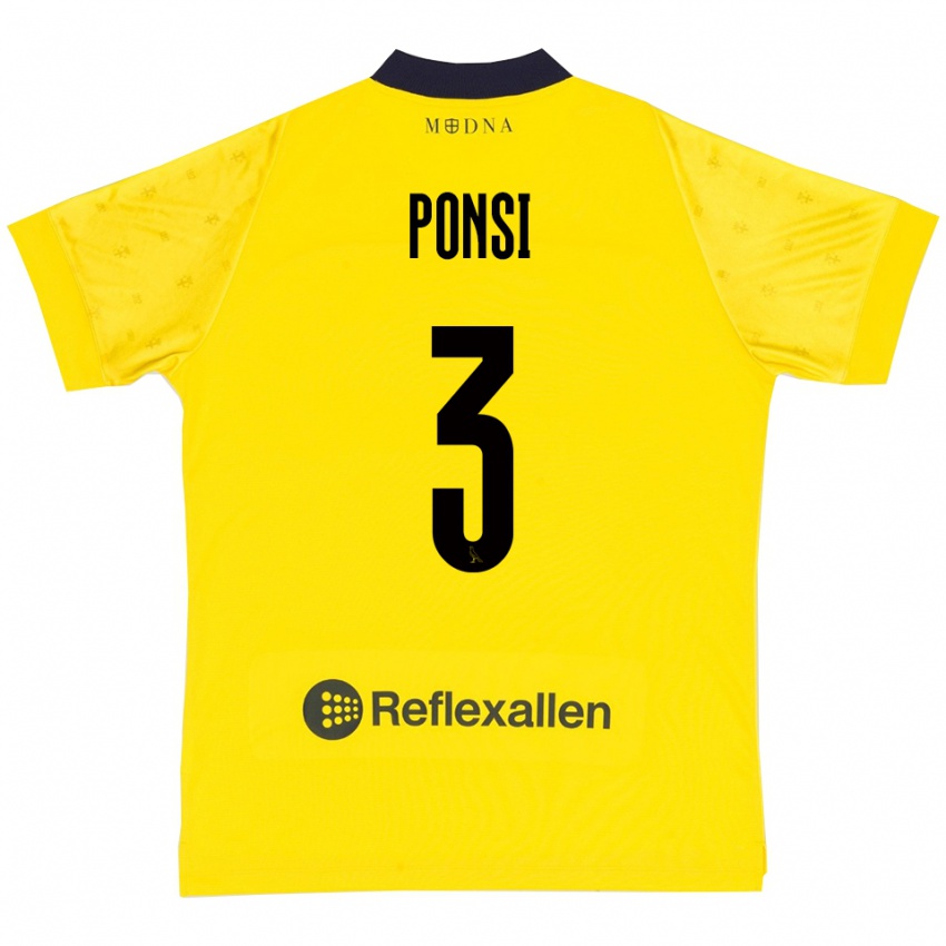 נשים פאביו פונזי #3 צהוב כחול נייבי ג'רזי ביתית 2025/26 חולצה קצרה