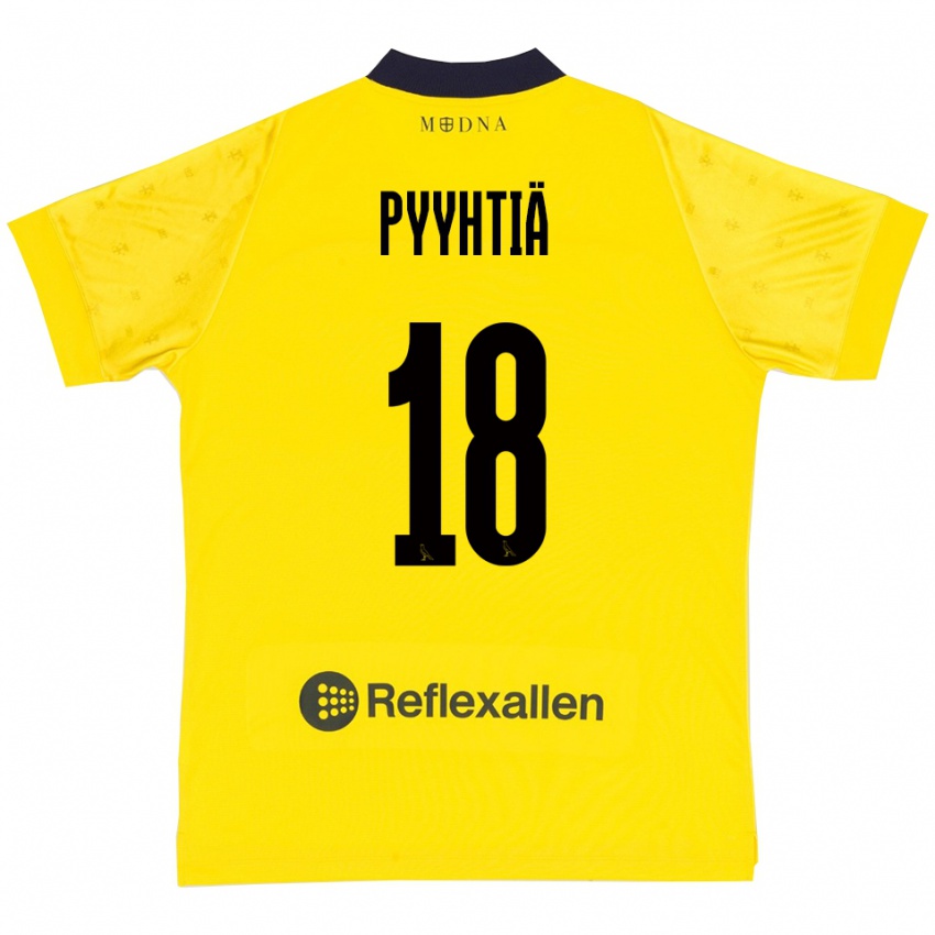 נשים Niklas Pyyhtiä #18 צהוב כחול נייבי ג'רזי ביתית 2025/26 חולצה קצרה