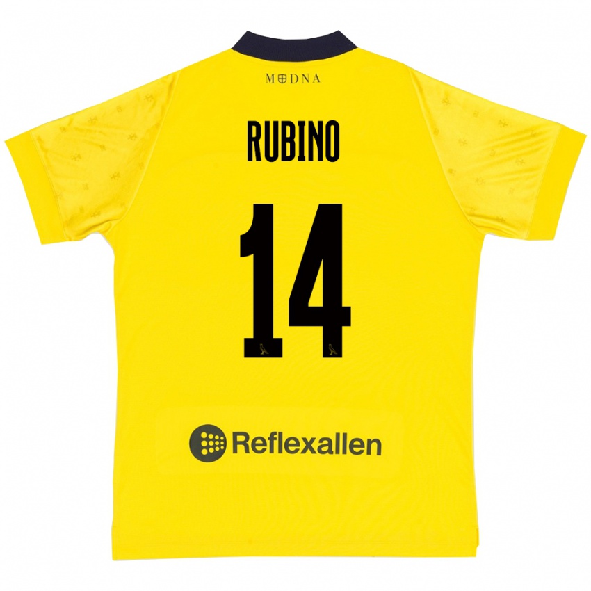 נשים Lorenzo Rubino #14 צהוב כחול נייבי ג'רזי ביתית 2025/26 חולצה קצרה