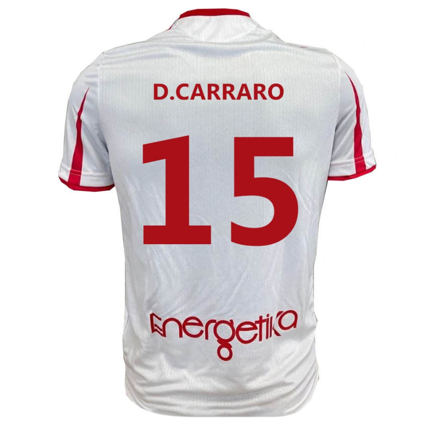 נשים Davide Carraro #15 לבן אדום ג'רזי ביתית 2025/26 חולצה קצרה