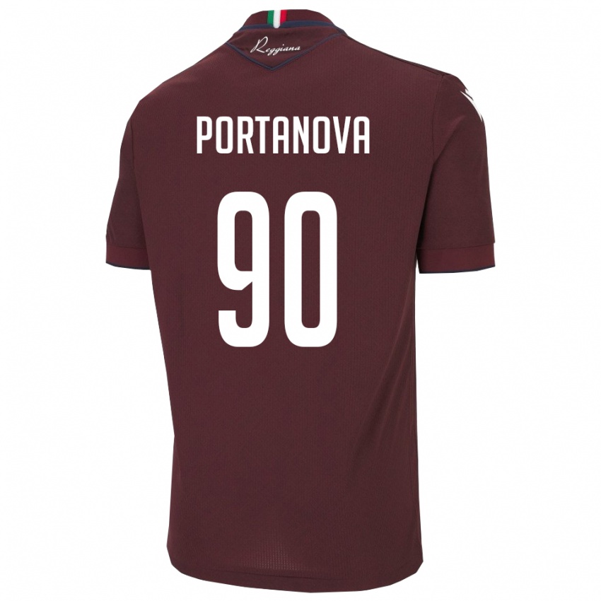נשים מנולו פורטנובה #90 בורגונדי לבן ג'רזי ביתית 2025/26 חולצה קצרה
