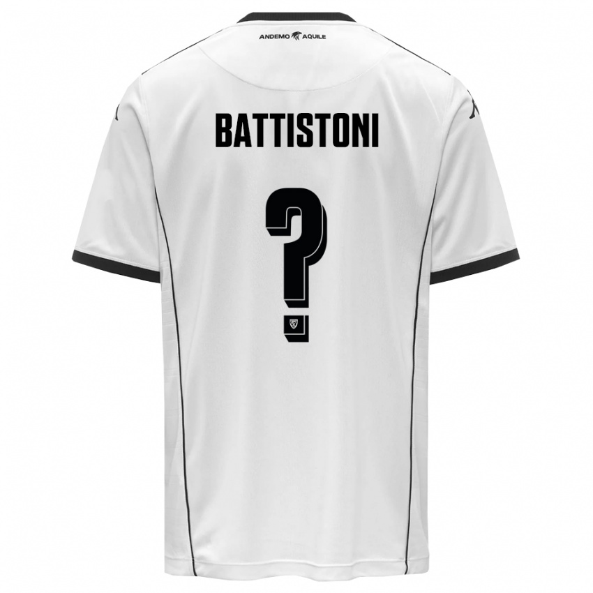 נשים Gabriele Battistoni #0 לבן שחור ג'רזי ביתית 2025/26 חולצה קצרה