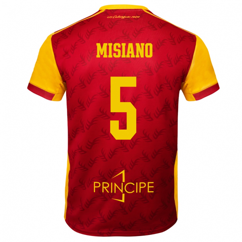 נשים Francesco Misiano #5 צהוב אדום ג'רזי ביתית 2025/26 חולצה קצרה