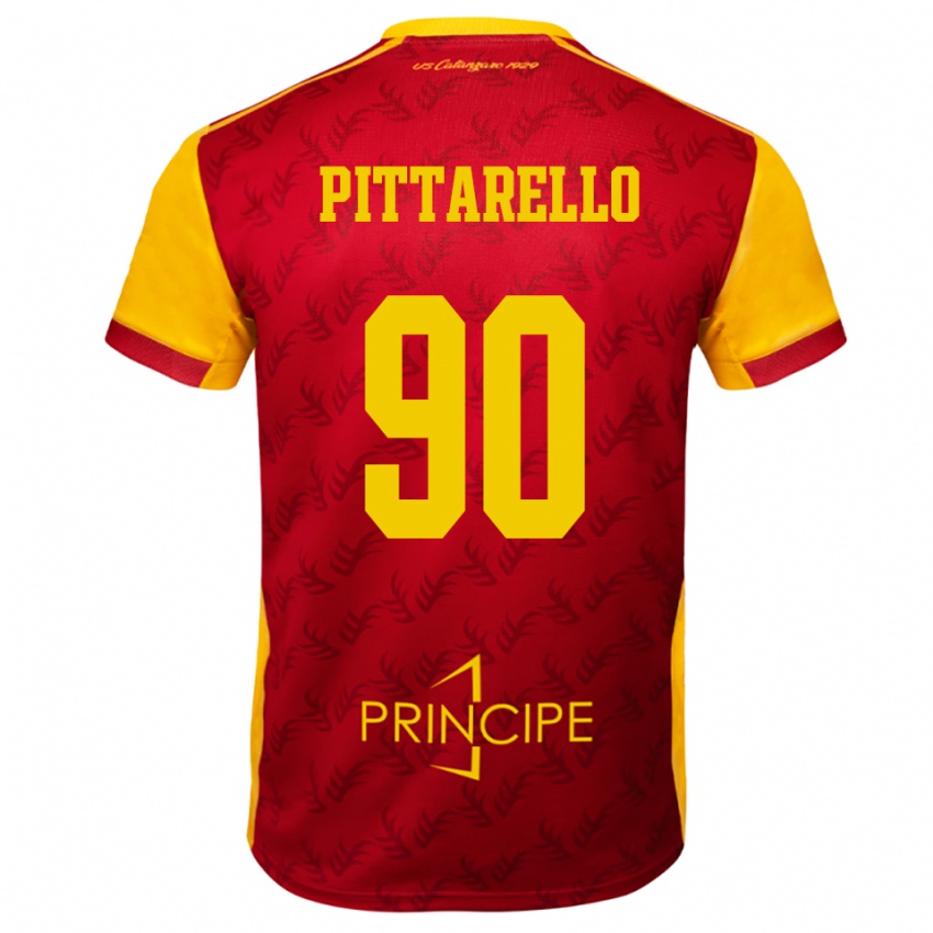 נשים Filippo Pittarello #90 צהוב אדום ג'רזי ביתית 2025/26 חולצה קצרה