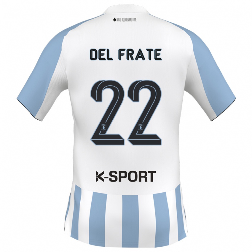 נשים Federico Del Frate #22 לבן כחול שמיים ג'רזי ביתית 2025/26 חולצה קצרה