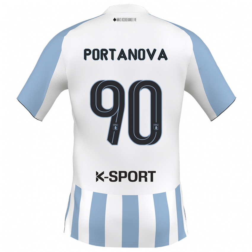 נשים דניס פורטנובה #90 לבן כחול שמיים ג'רזי ביתית 2025/26 חולצה קצרה
